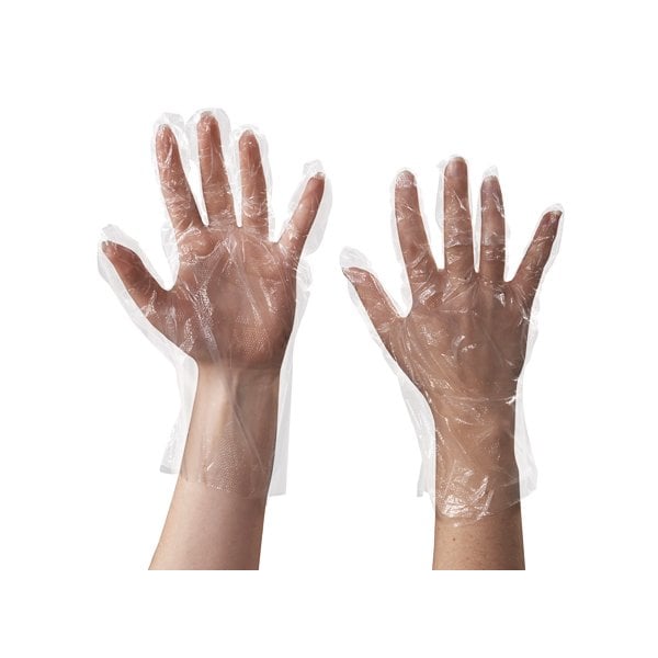 Guantes desechables de polietileno Bsc Preferred, palma de 1 mil, polietileno, talla única, paquete de 1000, transparentes - BUY03999305
