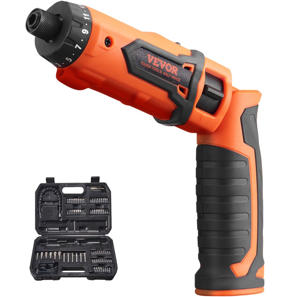 VEVOR Cordless Screwdriver, 8V 7Nm Electric Screwdriver Rechargeable Set with 82 Accessory Kit and Charging Cable, Nut Drivers Magnetic Bit Holder Tool Kit Home Repair, LED Light Dual Position Handle - DDLSDWSYSDJNMYOM3V1