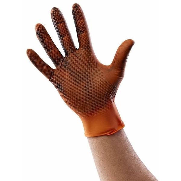 Guantes industriales de la serie Venom Steel Maximum Grip, tamaño único, de nitrilo, sin polvo, color naranja de alta visibilidad, 9-1/2 pulgadas de largo - VEN6085
