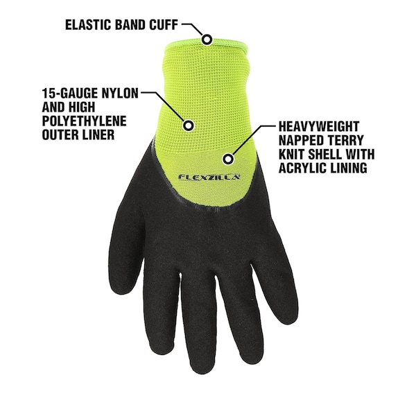 Guantes Flexzilla FZ 3/4 con recubrimiento de nitrilo arenoso para invierno XL - GC180XL