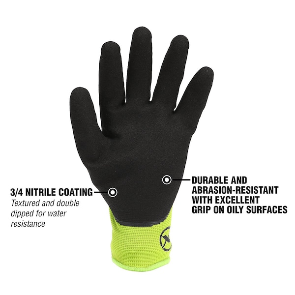 Guantes Flexzilla FZ 3/4 con recubrimiento de nitrilo arenoso para invierno XL - GC180XL
