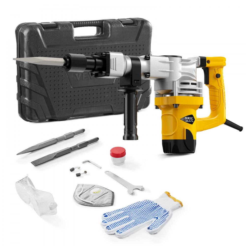 VEVOR Demolition Jack Hammer Concrete Breaker 1400W Electric Hammer 2 Chisel Bit - XXDH1400W2J1T7JOMV1