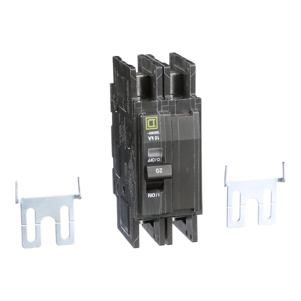 Square D Miniature Circuit Breaker, QOU Series, 20A, 2 Pole, 120/240V AC, 10kA at 120/240V AC - QOUR220B
