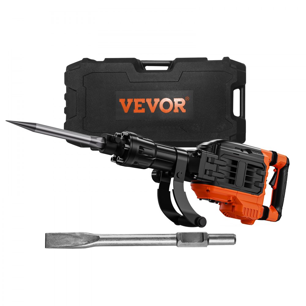 VEVOR Demolition Jack Hammer, 3500W Jack Hammer Concrete Breaker, 2pcs Chisel with Gloves & 360°C Swiveling Front Handle for Trenching, 1900 BPM Heavy Duty Electric Jack Hammer, Black - DXDHHS118YC1KRN4JV1