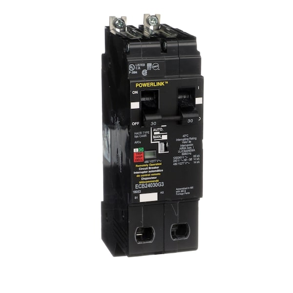 Square D Molded Case Circuit Breaker, ECB-G3 Series, 30A, 2 Pole, 277/480V AC, 65kA at 120/240V AC - ECB24030G3