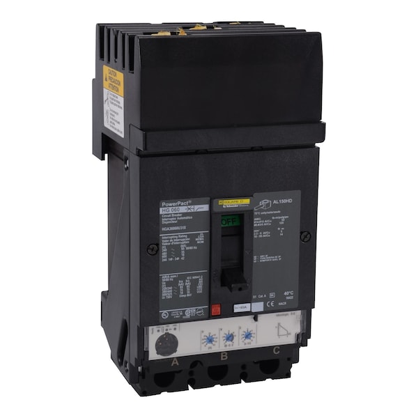 Square D Molded Case Circuit Breaker, HRA Series, 60A, 3 Pole, 600V AC, 200kA at 240V AC - HRA36060U31X