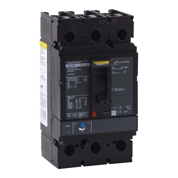 Square D Molded Case Circuit Breaker, JGL Series, 200A, 3 Pole, 600V AC, 65kA at 240V AC - JGL36200C