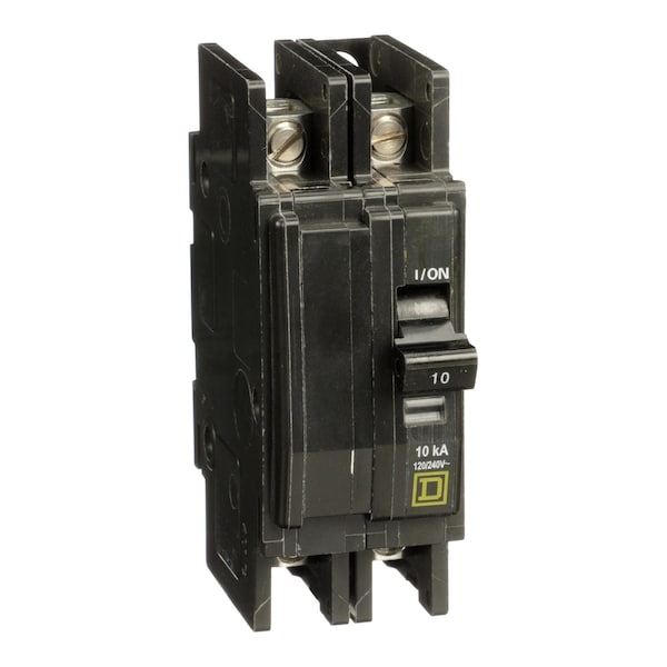 Square D Miniature Circuit Breaker, QOU Series, 10A, 2 Pole, 120/240V AC, 10kA at 120/240V AC - QOU2103100