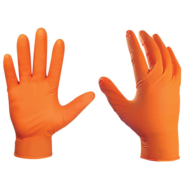 Guantes desechables de nitrilo Ge, 8 mil en palma, nitrilo, sin polvo, XL, color naranja - GG622XL