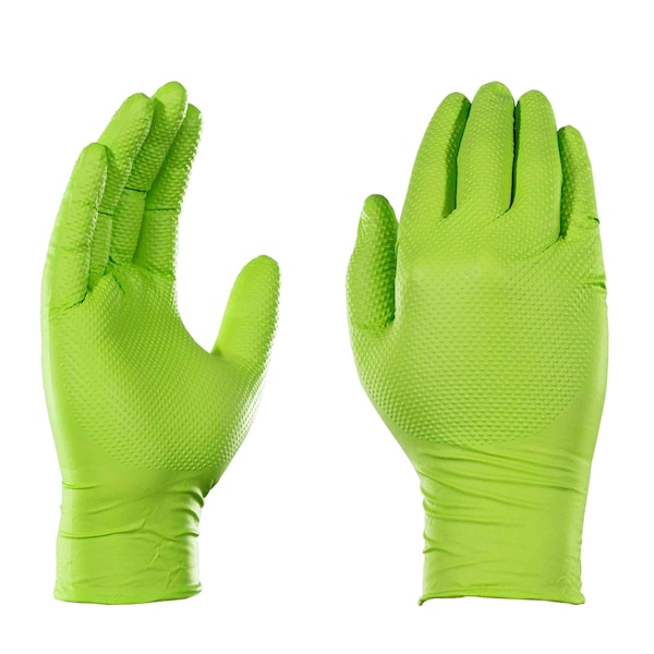 Guantes desechables de nitrilo Gloveworks RDT, 8 mil de grosor en la palma, nitrilo, sin polvo, talla 2XL, paquete de 1000, color verde - GWGN49100
