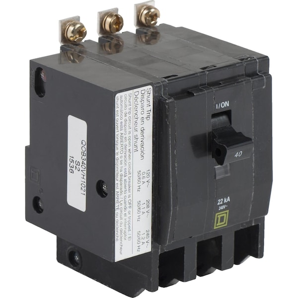 Square D Miniature Circuit Breaker, QOB Series, 40A, 3 Pole, 120/240V AC, 22kA at 120/240V AC - QOB340VH1021
