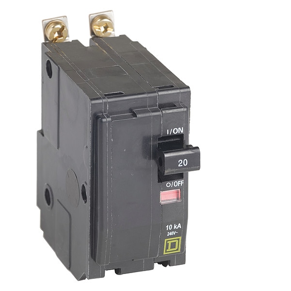 Square D Miniature Circuit Breaker, QOB Series, 20A, 2 Pole, 120/240V AC, 10kA at 120/240V AC - QOB220H