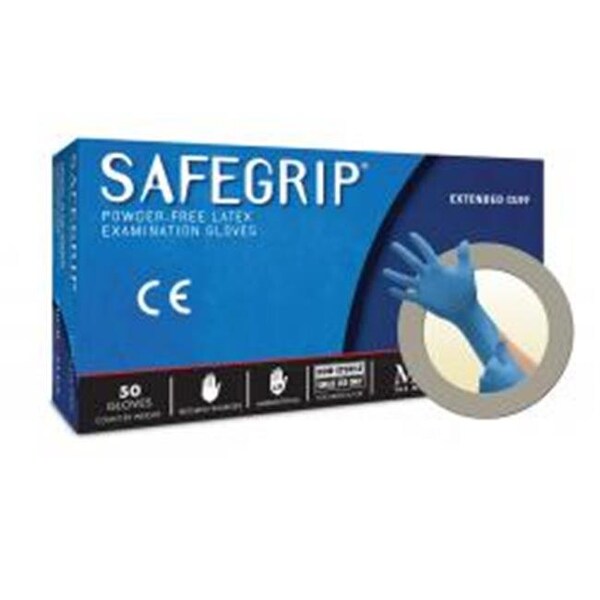 Ansell SafeGrip, Guantes de Examen de Látex, L, Azules - MICSG375L