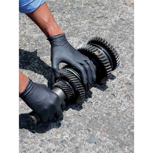 Guantes de seguridad Ge, 4 mil en la palma, de nitrilo, sin polvo, talla grande, color negro - GG601L