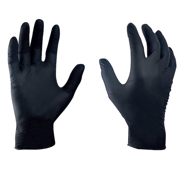 Guantes de seguridad Ge, 4 mil en la palma, de nitrilo, sin polvo, talla grande, color negro - GG601L