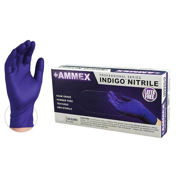 Guantes de Examen de Nitrilo Ammex, Nitrilo, Sin Polvo, M, Índigo - AMX-AINPF44100