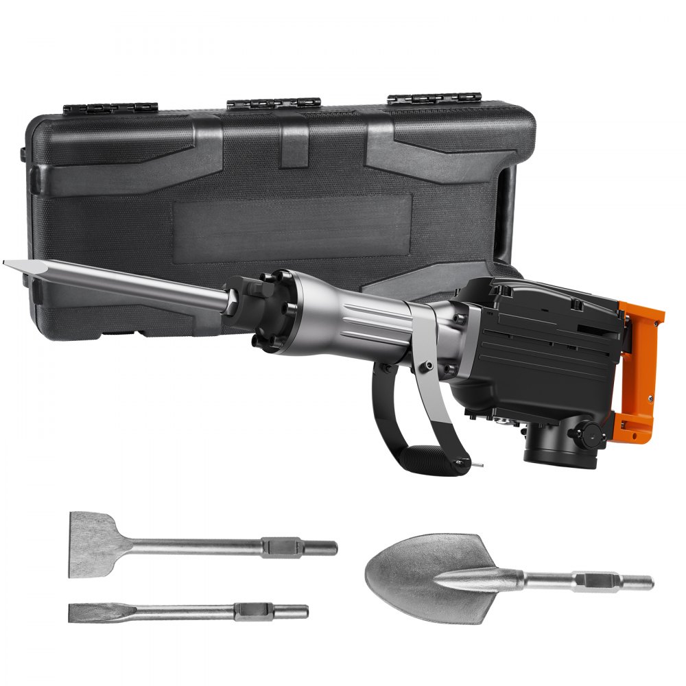 VEVOR Demolition Jack Hammer, 2200W Jack Hammer Concrete Breaker, 1350 BPM Heavy Duty Electric Jack Hammer, 4pcs Chisels Bit with Case, Black - DX6542200W118E9N6V1