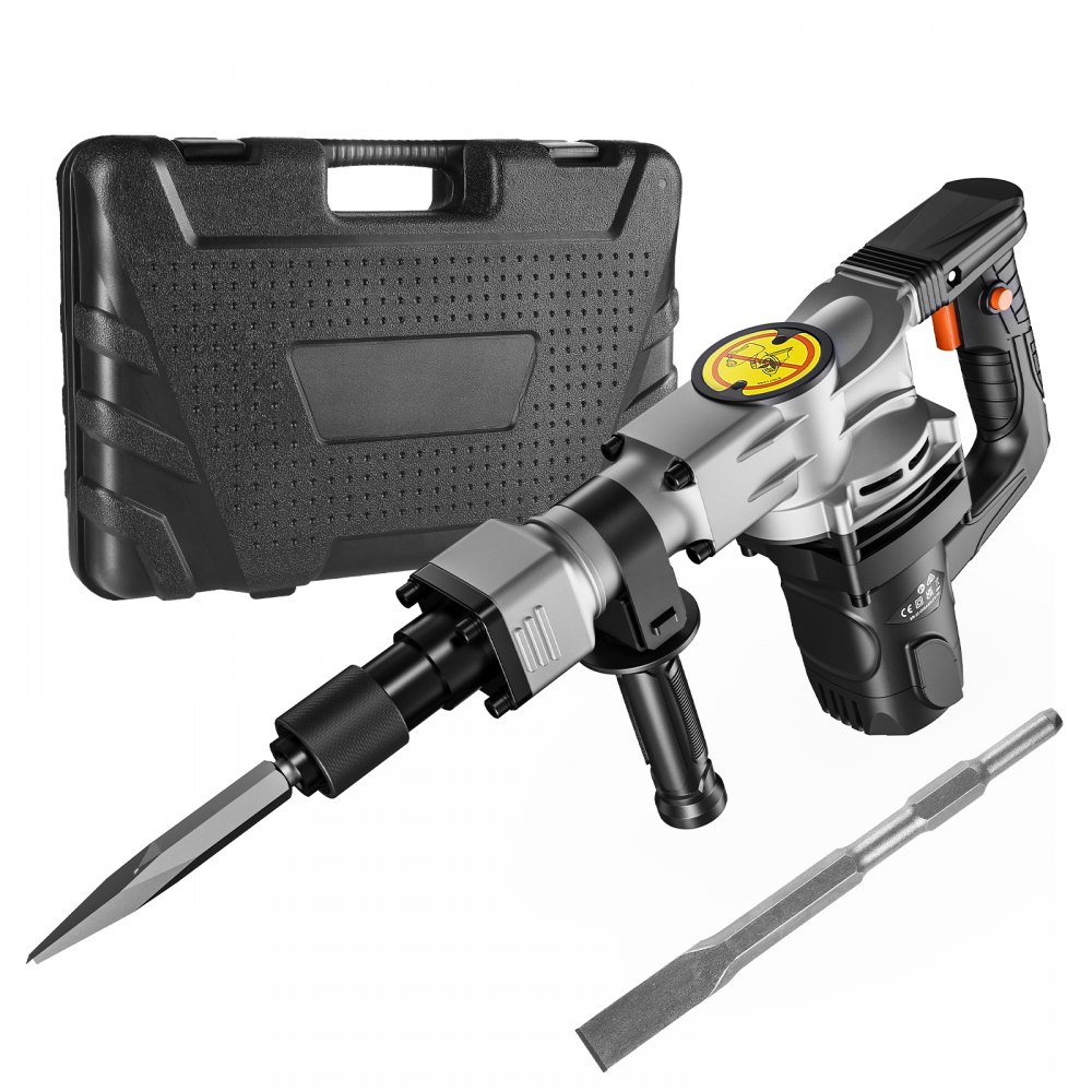 VEVOR Demolition Jack Hammer, 1400W Electric Jackhammer Heavy Duty, 2pcs Chisels Bits Chipping with Case, 2900 BPM Concrete Breaker, Gloves Black - XXDH58YC1XPZGW5YIV1