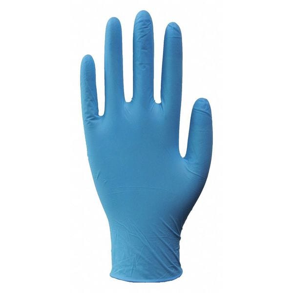 Guantes desechables Condor, 3.2 mil en la palma, Nitrilo, sin polvo, L (9), paquete de 100, color azul - 48UM36
