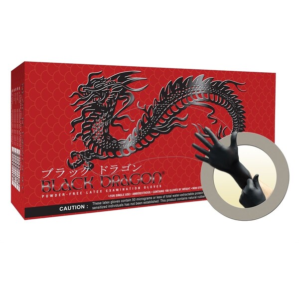 Guante de Examen de Látex Ansell Black Dragon, Guante de Examen de Látex Microflex Black Dragon, Látex, Sin Polvo, XL, Negro - MFXBD1004PF-XL