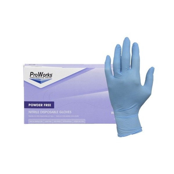Guantes desechables de nitrilo Hospeco, palma de 3 mil, nitrilo, sin polvo, M, paquete de 100, azul - GL-N103FM