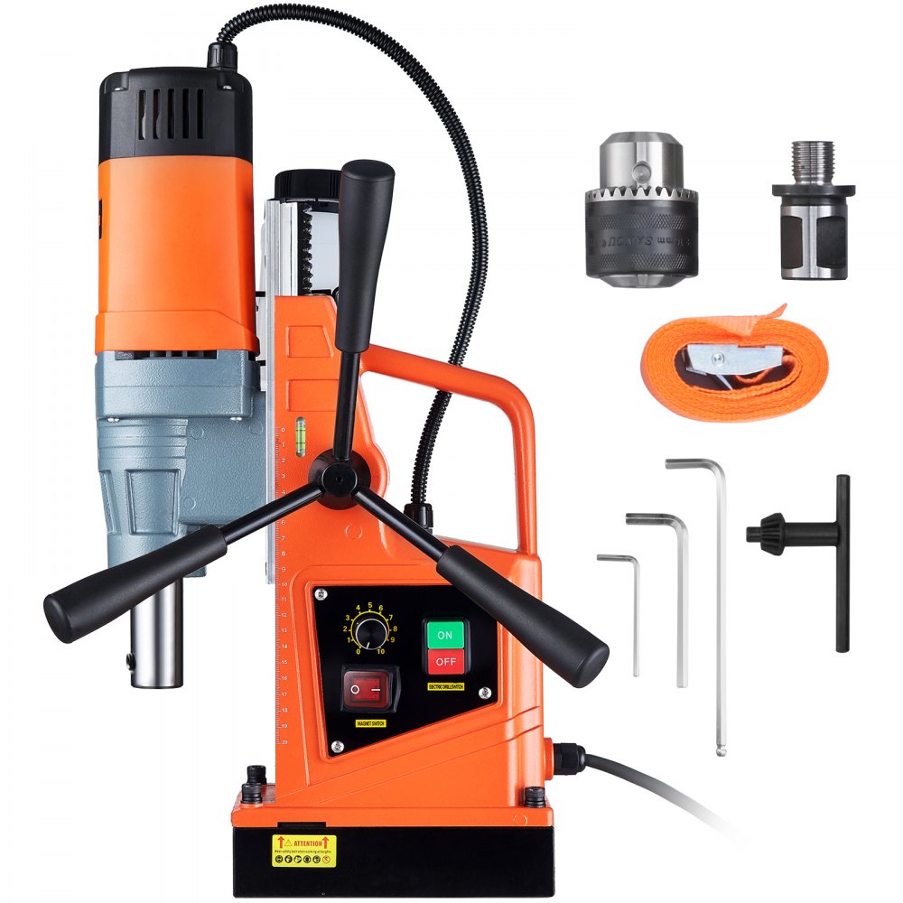 VEVOR Magnetic Drill, 1550W 2" Boring Diameter, 2922lbf/13000N 500 RPM Portable Electric Mag Drill Press with Variable Speed, Drilling Machine for any Surface Home Improvement Industry Railway - CLZDPMHZK50MM4XYRV1