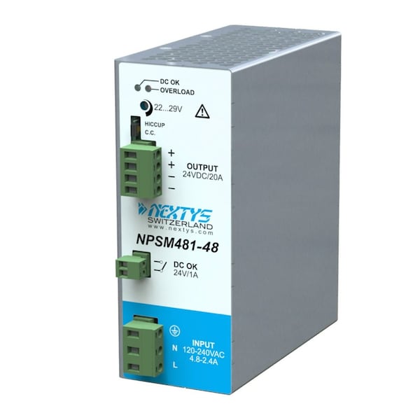 Automation Systems Interconnect Power Supply, 120V/240V AC, 48V DC, 480W, 10A, DIN Rail - ASINPSM481-48