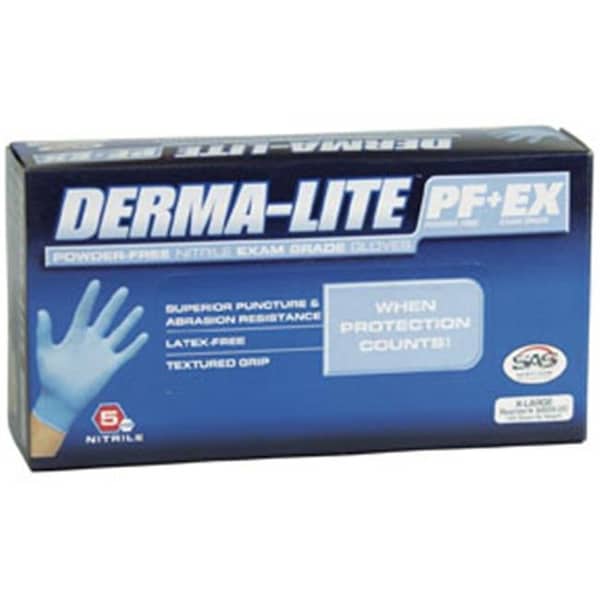 Guantes de examen de nitrilo, Sin Polvo, XL, Color Azul, 5 mil en la Palma, Marca SAS Safety Derma-Lite - SAS-6608-20