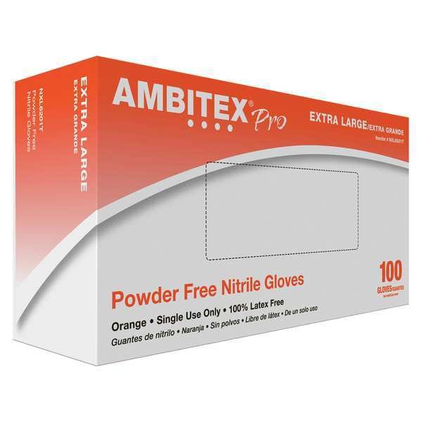 Guantes Texturizados Ambitex, 4.7 mil de Palma, Nitrilo, Sin Talco, Talla XL, Paquete de 100, Naranja - NXL6201T