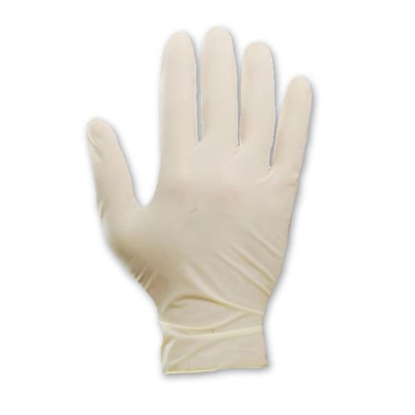 Showa 5005PF, Guantes Desechables, 5 mil de Palma, Látex, M, 100 Piezas, Blanco - 5005PF-M