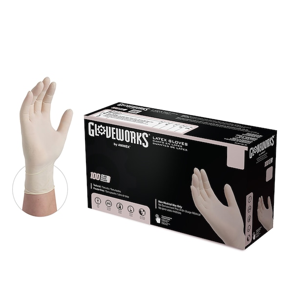 Guantes desechables de látex Gloveworks, látex, XS, 1000 piezas, marfil - TLF40100