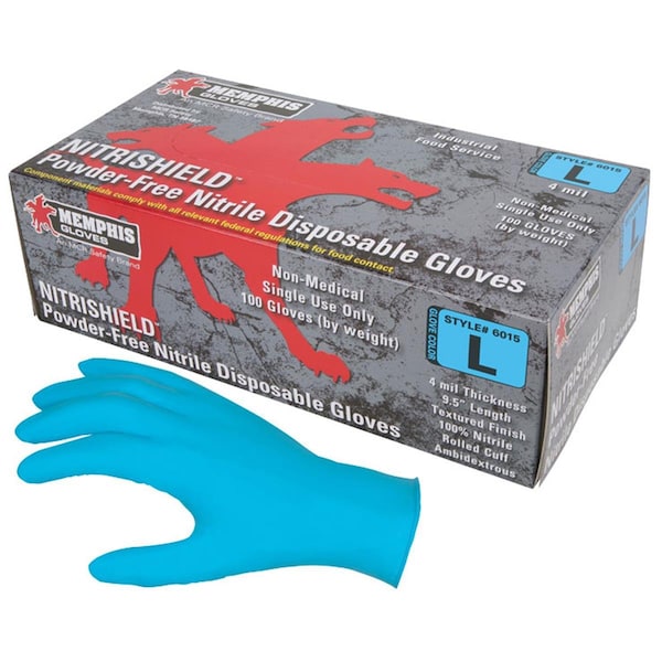 Mcr Safety NitriShield, Guantes Desechables de Nitrilo, Palma de 4 mil, Nitrilo, M, Azul - 127-6015M