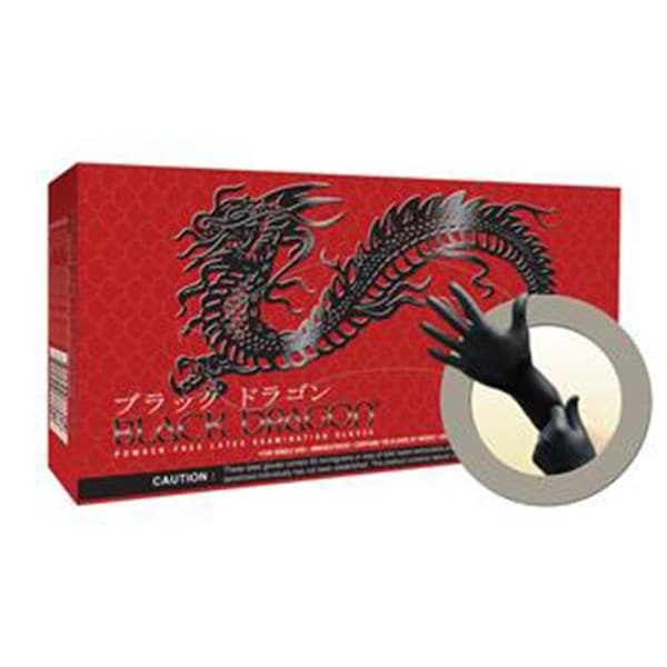 Ansell Black Dragon, Guantes desechables de látex, Látex, Sin polvo, M, Paquete de 100, Negro - MXBD-1002-PF