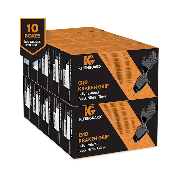 Guantes desechables de nitrilo Kleenguard Kraken Grip, palma de 6 mil, nitrilo, paquete de 1000, color negro - 49276