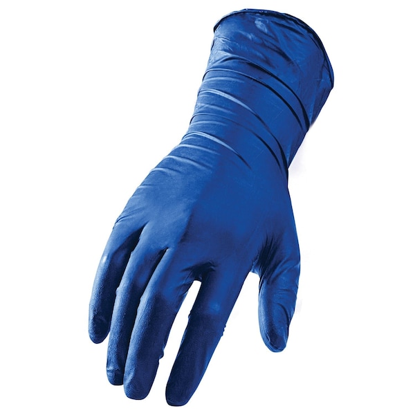 Protección en casos de trabajo Lift Safety L-FLEX, Guantes desechables de látex, 15 mil de grosor en la palma, de látex, tamaño mediano, 50 piezas, azules - GLX-16BM.