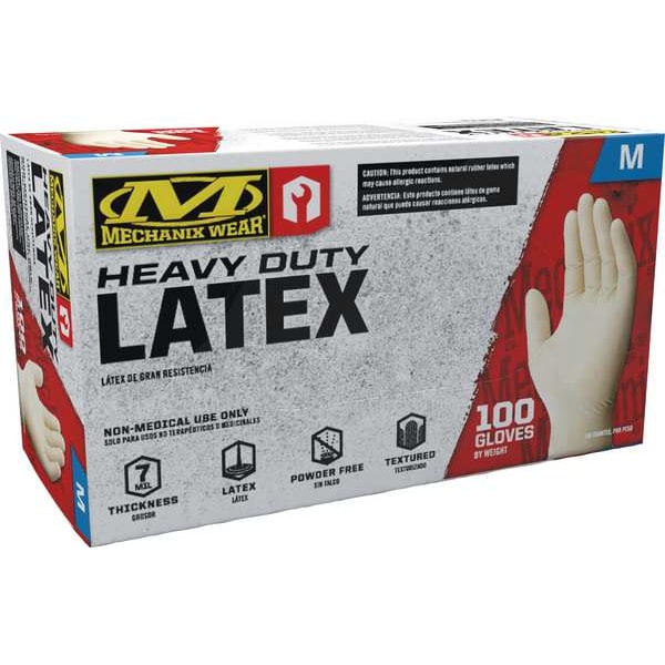 Mechanix Wear D14, Guantes Desechables, 7 mil de Grosor en la Palma, Látex, Sin Polvo, XL (11), Paquete de 100, Blanco - D14-00-011-100