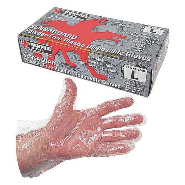 Mcr Safety SensaGuard 5040, Guantes Desechables con Agarre en Relieve, 0.4 mil Palm, Polietileno, Sin Talco - 5040XL.
