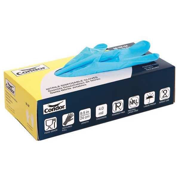 Guantes desechables Condor, de nitrilo, sin polvo, 3mil, azules, 2XL (Talla 11), paquete de 100 - 2XMA1