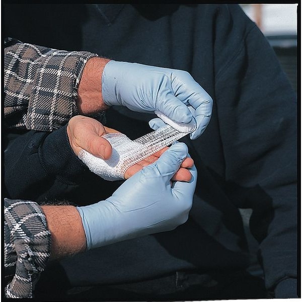 Showa 7005, Guantes desechables, 4 mil de grosor en la palma, de nitrilo, con polvo, talla L (9), paquete de 100 unidades, color azul - 7005L