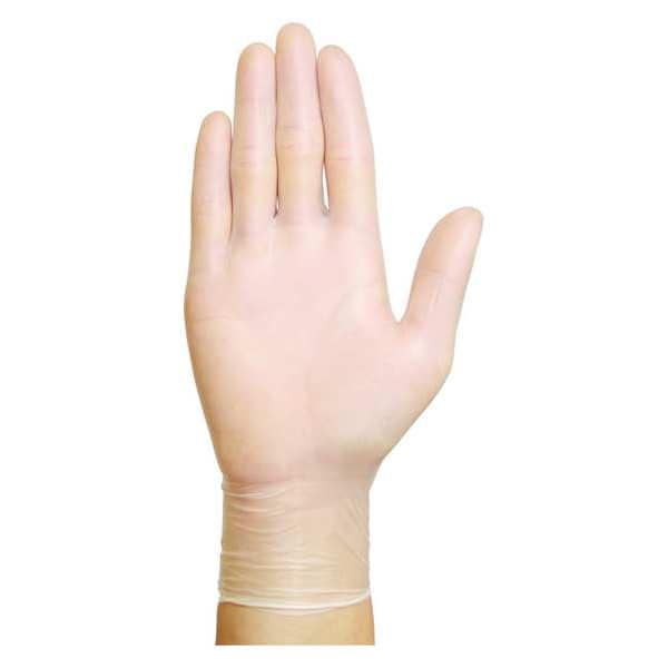 Guantes Desechables Condor, 2.7 mil de Grosor en la Palma, de Vinilo, Sin Polvo, Talla L (9), Paquete de 100, Transparentes - 3BA44