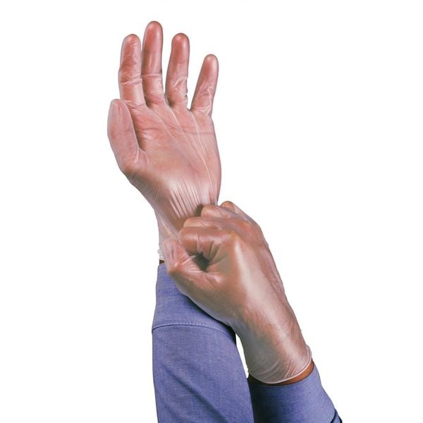 Guantes desechables de vinil Duratouch Duratouch34-725, 2.8 mil Palm, Vinil, sin talco, M (8), 100 PK, Transparente - 34-725
