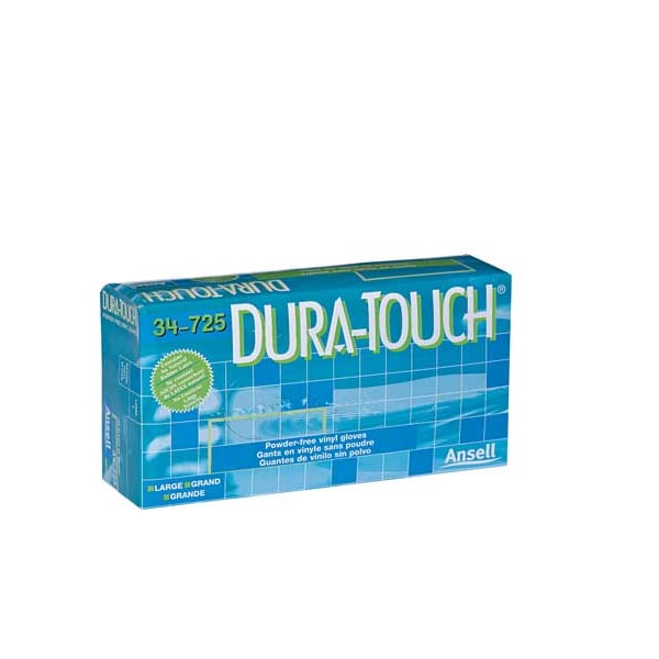 Guantes desechables de vinil Duratouch Duratouch34-725, 2.8 mil Palm, Vinil, sin talco, M (8), 100 PK, Transparente - 34-725