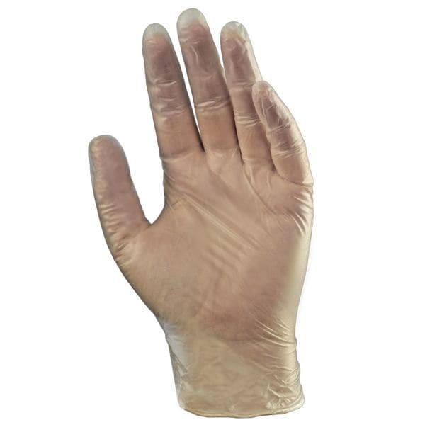Guantes desechables de vinil Duratouch Duratouch34-725, 2.8 mil Palm, Vinil, sin talco, M (8), 100 PK, Transparente - 34-725