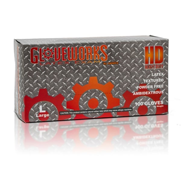 Ammex Gloveworks Hd Texturizado de Caucho, Libre de Polvo, 6 mil Palma, Caucho, Libre de Polvo, M, Marfil - AMXILHD44100-CS