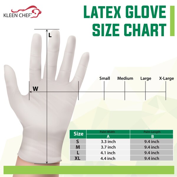 Guantes desechables de látex Kleen Chef, látex, sin polvo, S, paquete de 100, natural - KC-MS-S-DLG-1NR