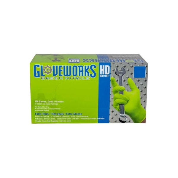 Guantes desechables de nitrilo Ammex, 8 mil Palm, nitrilo, sin polvo, M, verde - GWGN44100