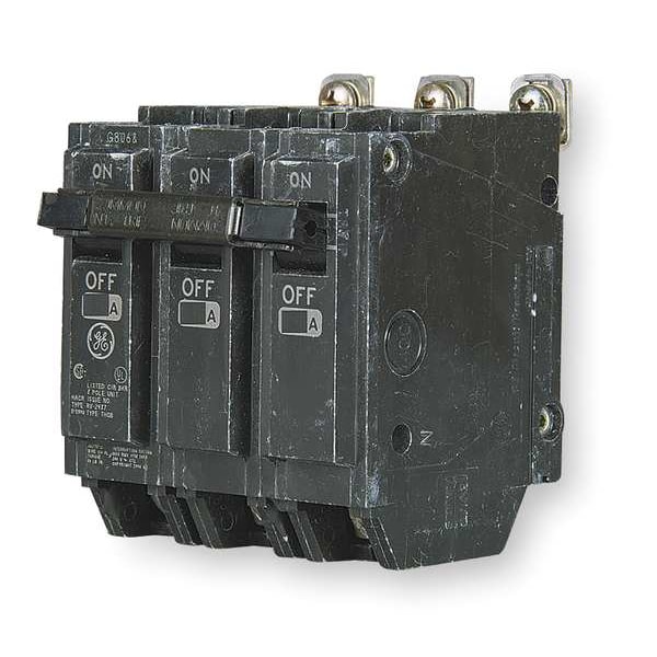 Ge Miniature Circuit Breaker, THQB Series, 30A, 3 Pole, 240V AC, 10kA at 240V AC - THQB32030