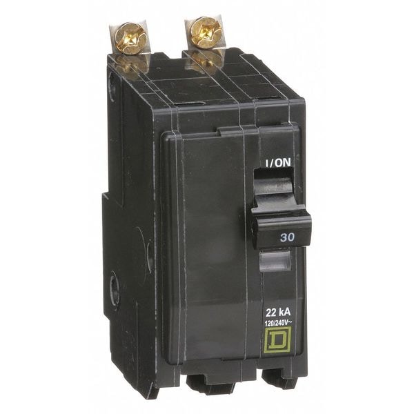 Square D Miniature Circuit Breaker, QOB Series, 30A, 2 Pole, 120/240V AC, 22kA at 120/240V AC - QOB230VH