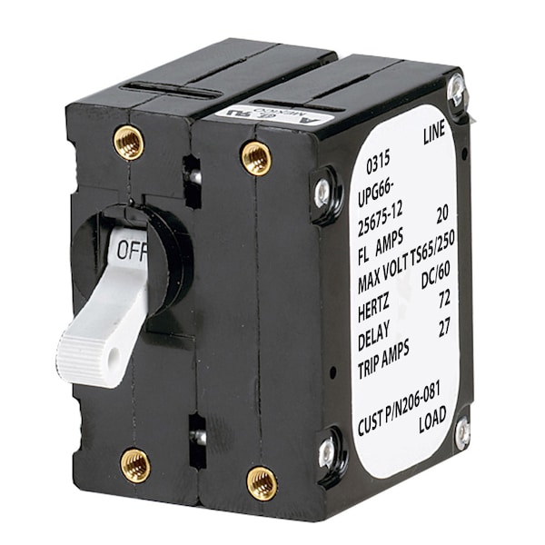 Paneltronics Circuit Breaker, 40A, 2 Pole, Not Rated, 2.5kA at 250V AC - 206-084S