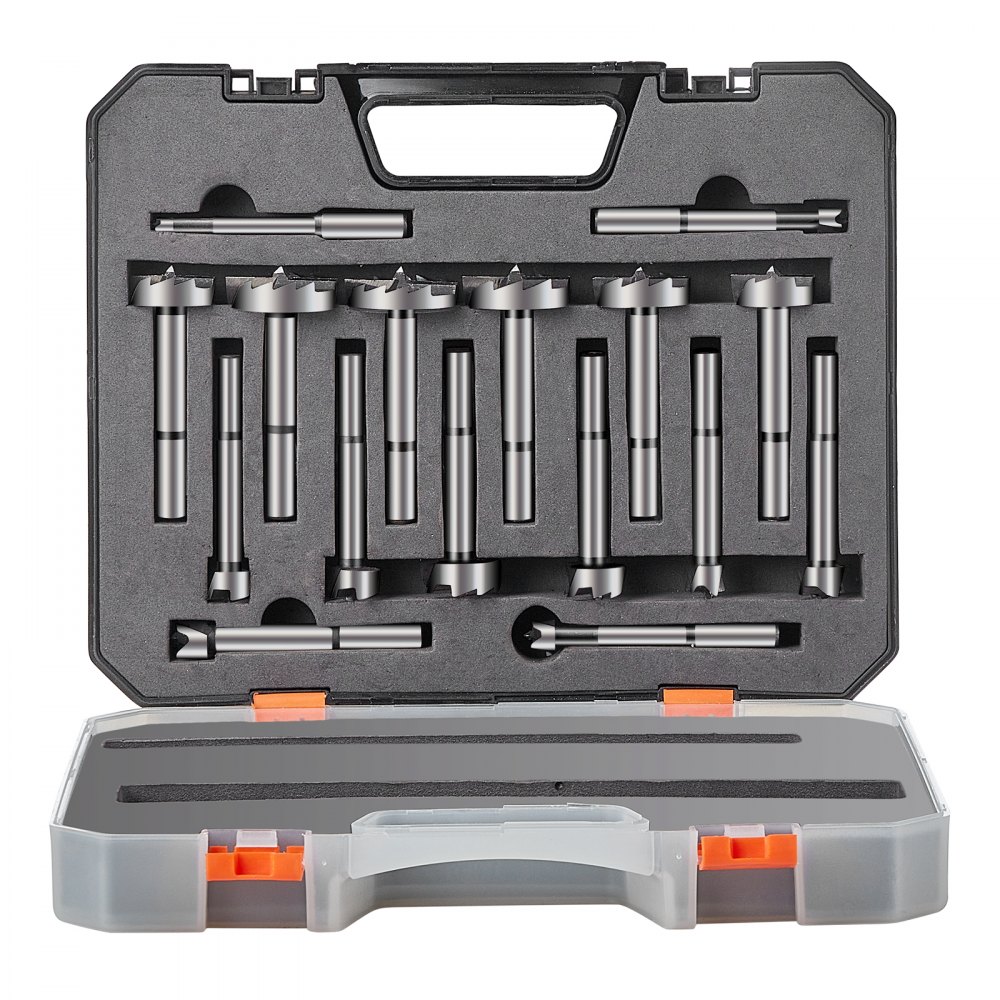 VEVOR Forstner Bit Set, 16 Pcs Forstner Drill Bits Set, 1/4" to 1-5/8", Carbon Steel, with Universal Round Shank, Forstner Drill Bit for Wood and Composite Board, Forstner Bits for Woodworking - HJMGPYZCSJT162UVBV0